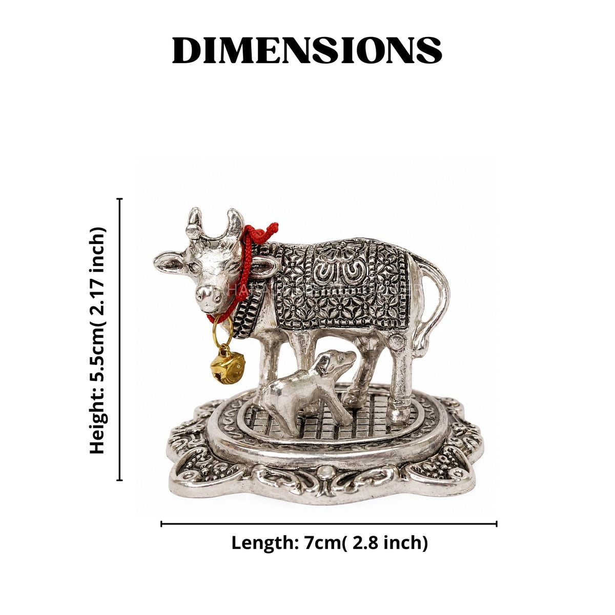 Silver-Plated Kamdhenu Cow & Calf Idol