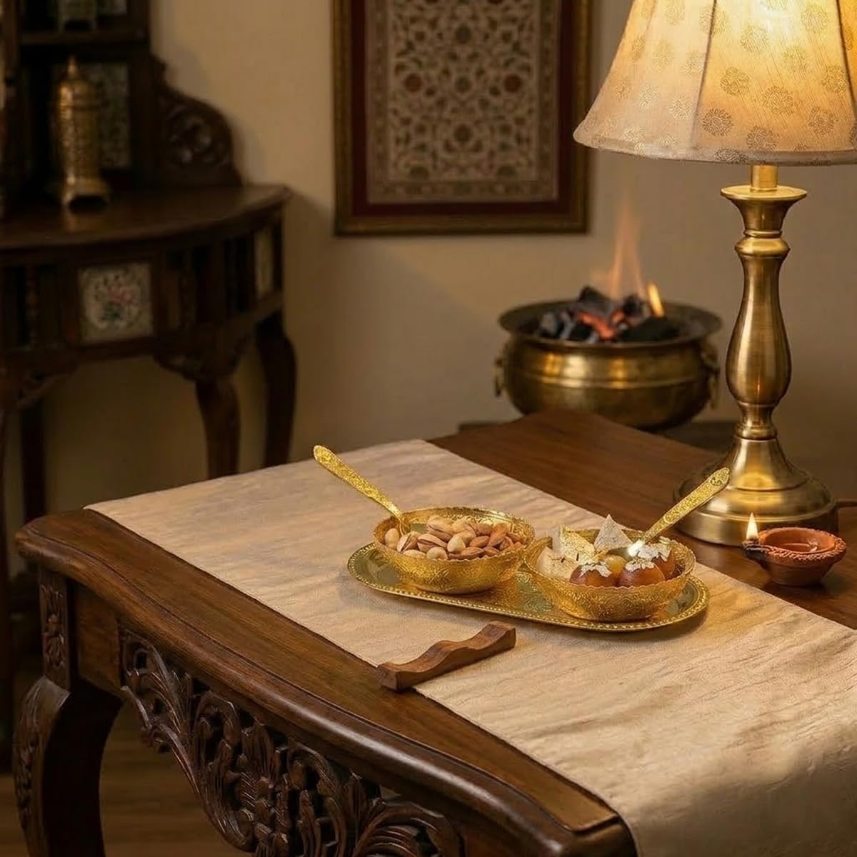 2-Piece Golden Bowl, Spoon & Plate Set, product detail