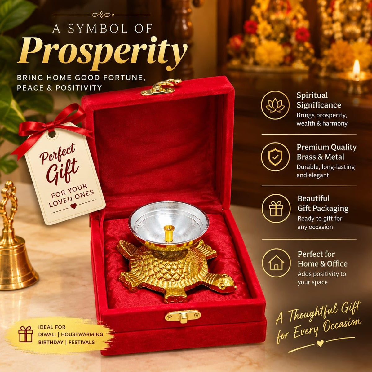 Brass Tortoise Diya