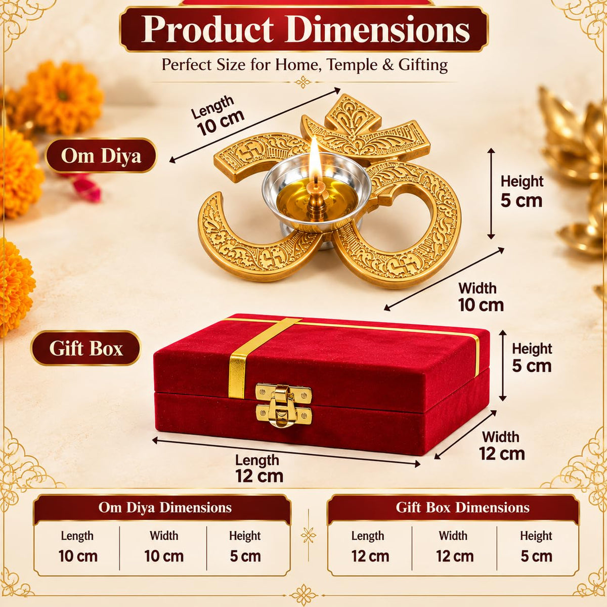 Om Pooja Diya – Set of 2