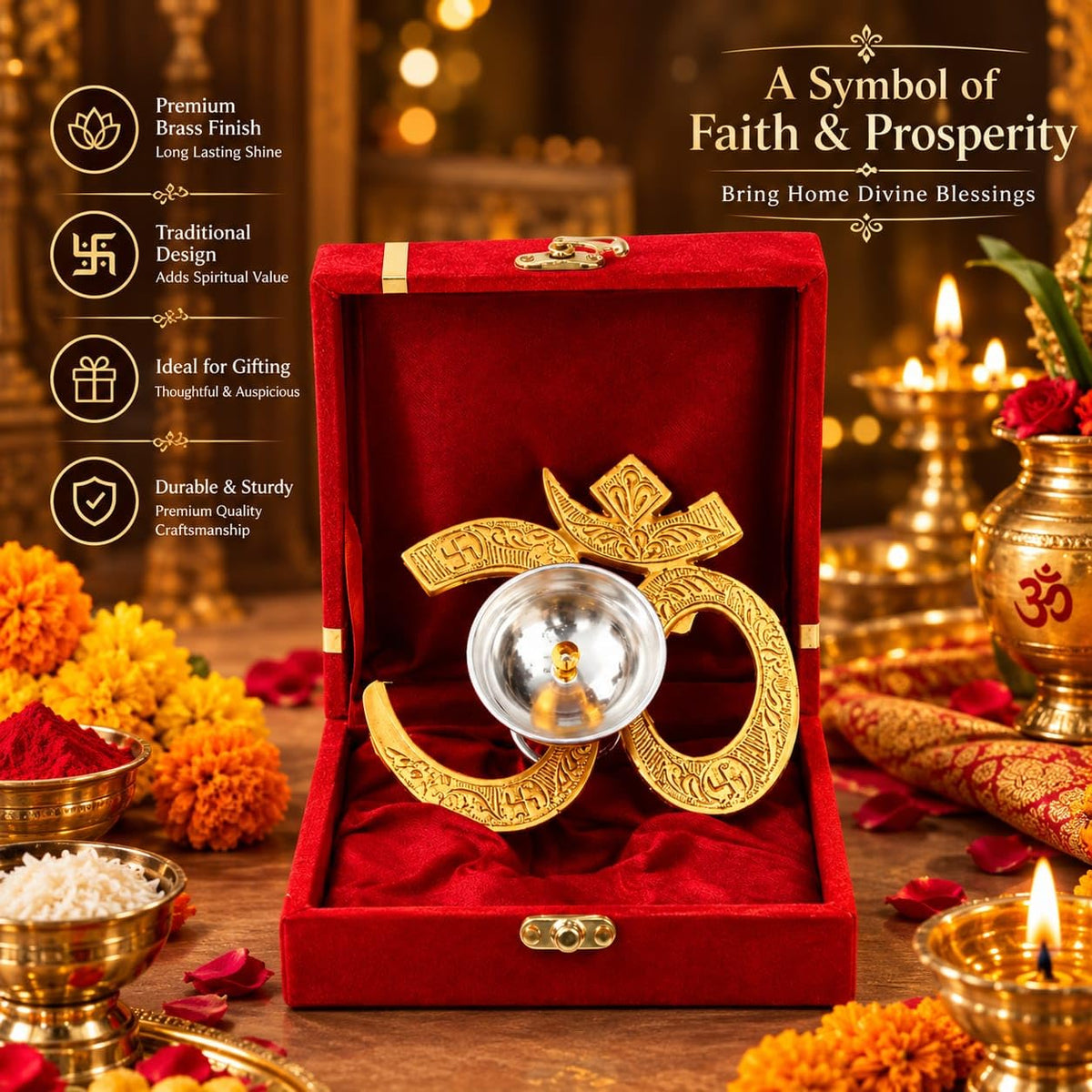 Om Pooja Diya – Set of 2
