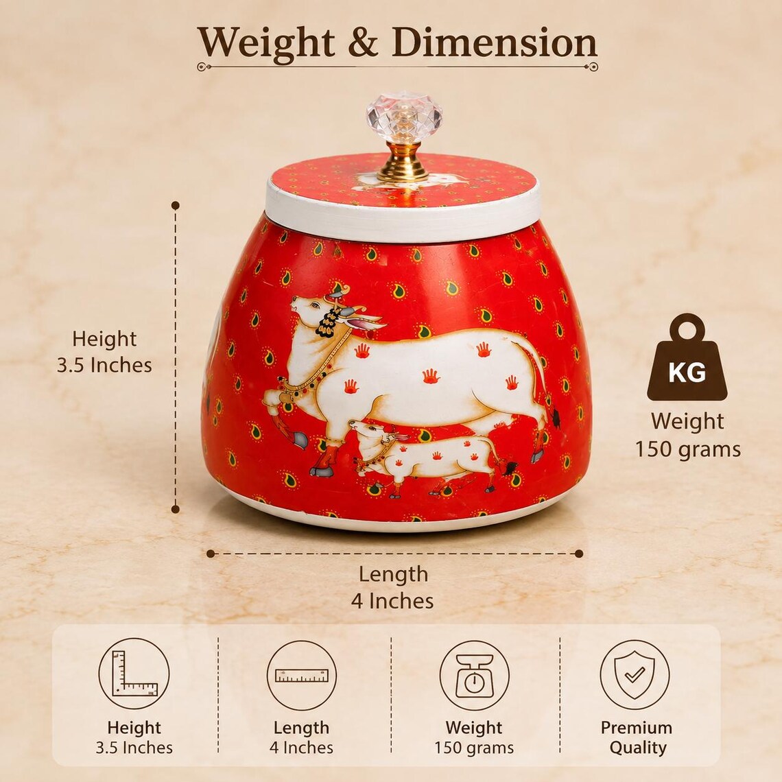 Pichwai Art Steel Storage Jar