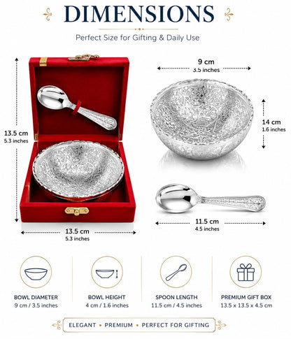 Silver-Plated Bowl & Spoon Duo Gift Box