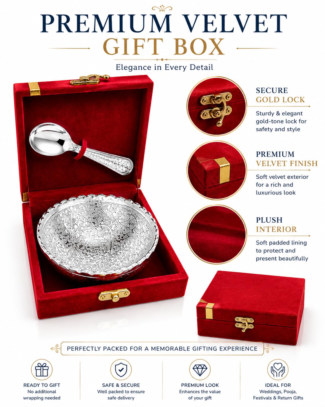 Silver-Plated Bowl & Spoon Duo Gift Box