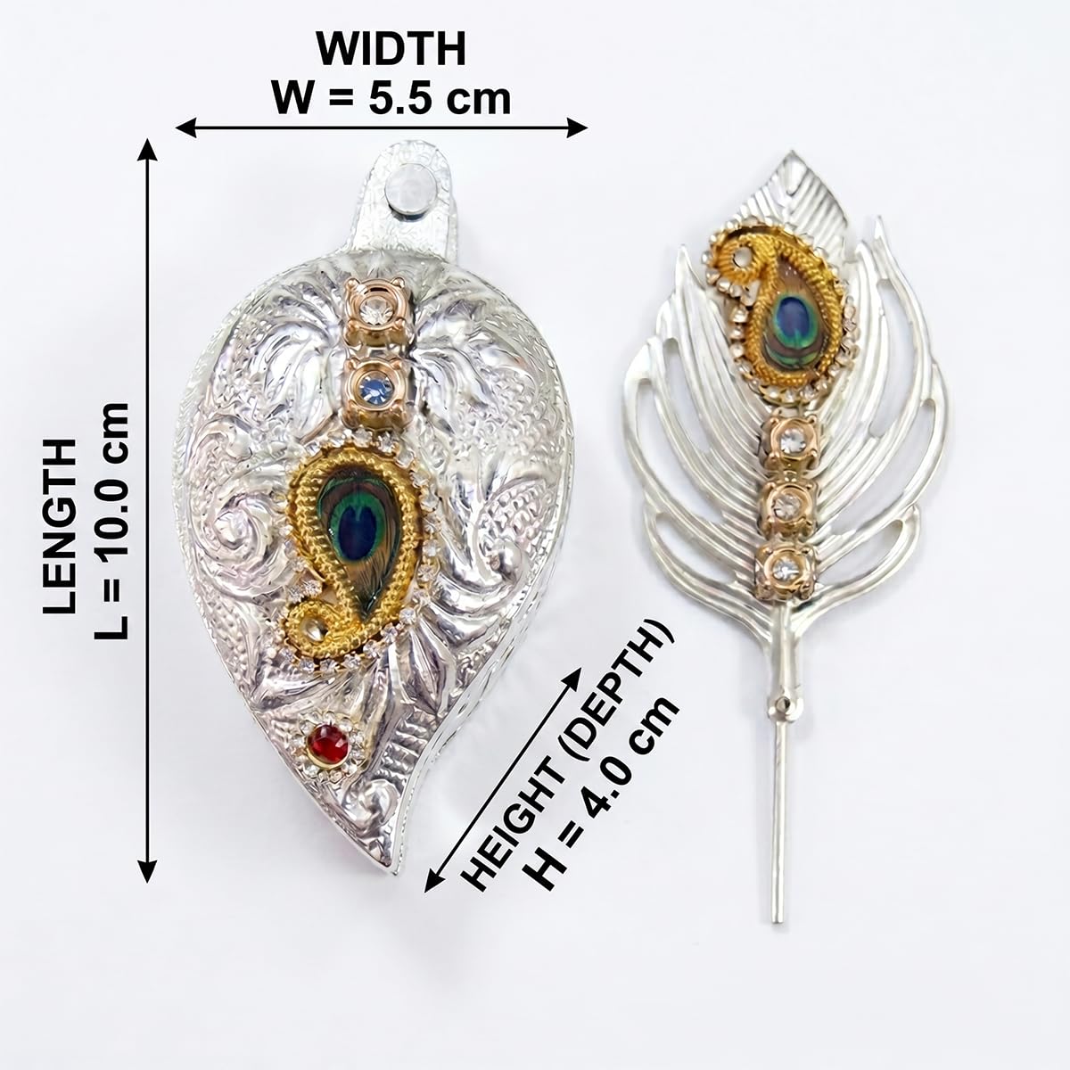 Silver-Plated Tilak Set with Peacock Feather